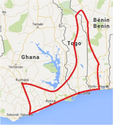 Tour To Ghana, Togo And Benin - Map