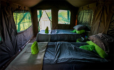 Tent interior - Huab Under Canvas - Huab Conservancy in Damaraland, Namibia