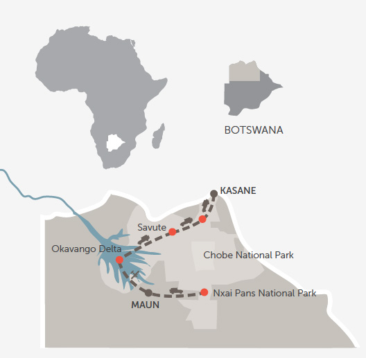 Botswana Highlights Expedition - Map