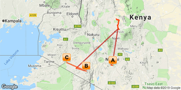 A Walk in the Wild ~ Walking in Kenya - Map