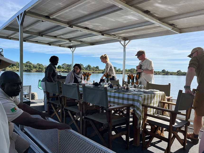 Boating lunch on Kafue river